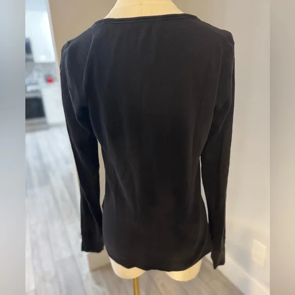 Black boho embroidered long sleeved tee - Picture 4 of 7